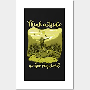 Think outside no box required Hiking quote Posters and Art